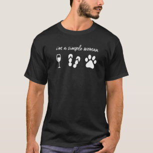 Camiseta Sou Uma Simples Mulher Chinelos De Vinho Cachorro