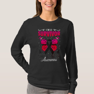 Camiseta Sou uma Sobrevivente Borboleta Melanoma Sensibiliz