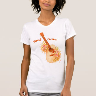 Camiseta Soul Tune Vintage Boho Guitar Watercolor Floral T-