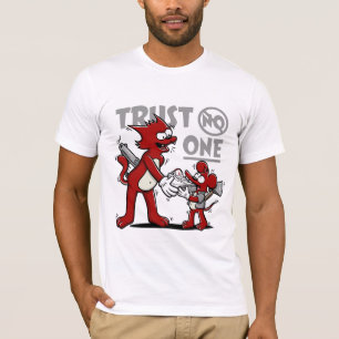 Camiseta Soulhouse "Trust No One" Red Cartoon Graphic Tee