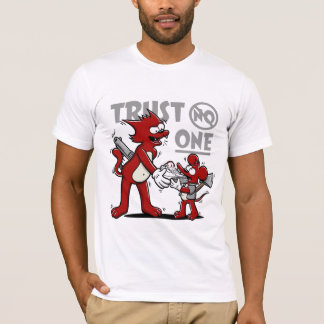Camiseta Soulhouse "Trust No One" Red Cartoon Graphic Tee