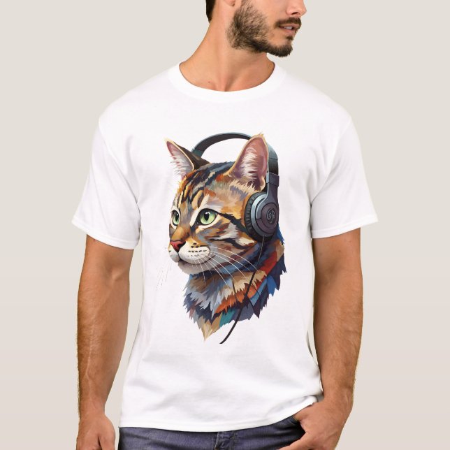Camiseta Sound of Whiskers – Abstract Cat in Color (Frente)