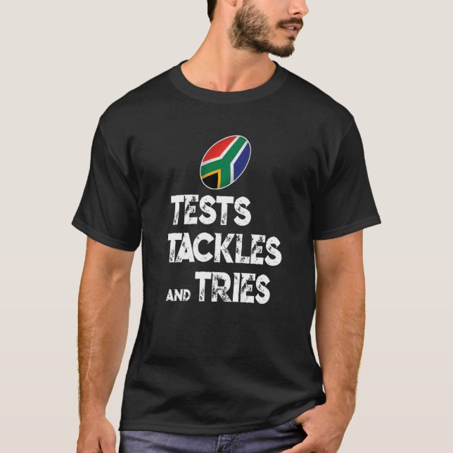 Camiseta South African rugby tests tackles tries braai beer (Frente)