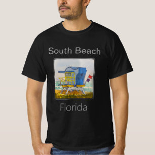 Camiseta South Beach Blue Lifeguard Tower, Art Deco