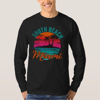 Camiseta South Beach, Flórida, Miami Sunset Vacinação Retro