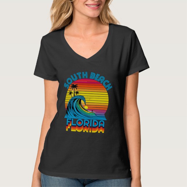 Camiseta South Beach Florida Retro Throwback Surf & Beach S (Frente)