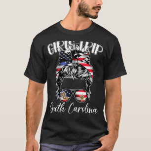 Camiseta South Carolina Girls Trip 2023 Messy Bun USA Ameri