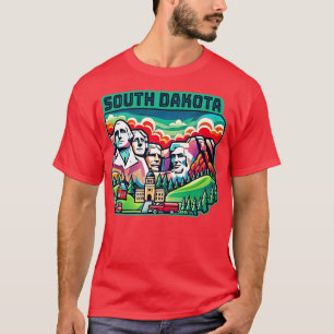 Camiseta South Dakota USA Landmarks Skyline Monte Rushmore