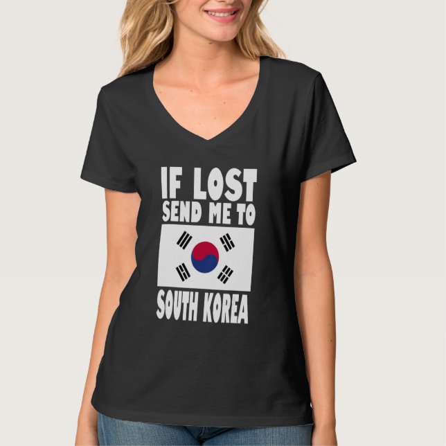 Camiseta South Korea Flag Design  If lost send me to South  (Frente)