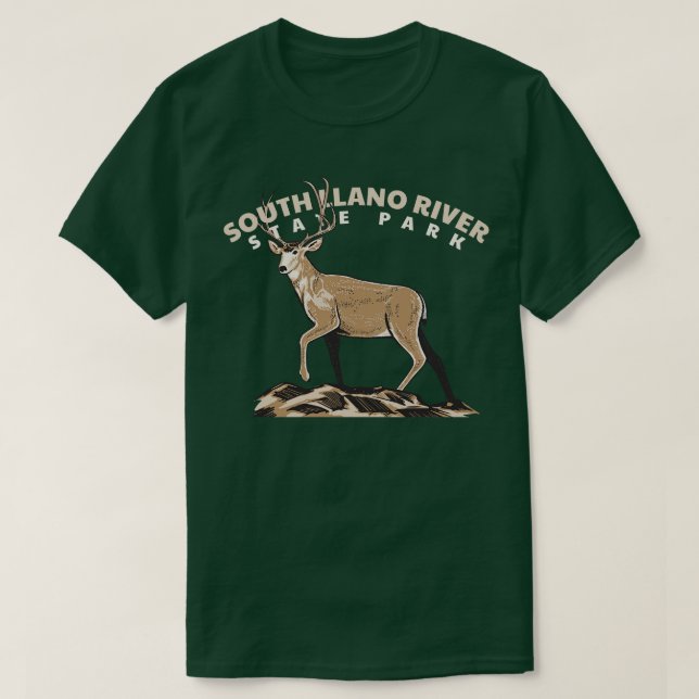 Camiseta South Llano State Park Texas Roaming Deer 1 (Frente do Design)
