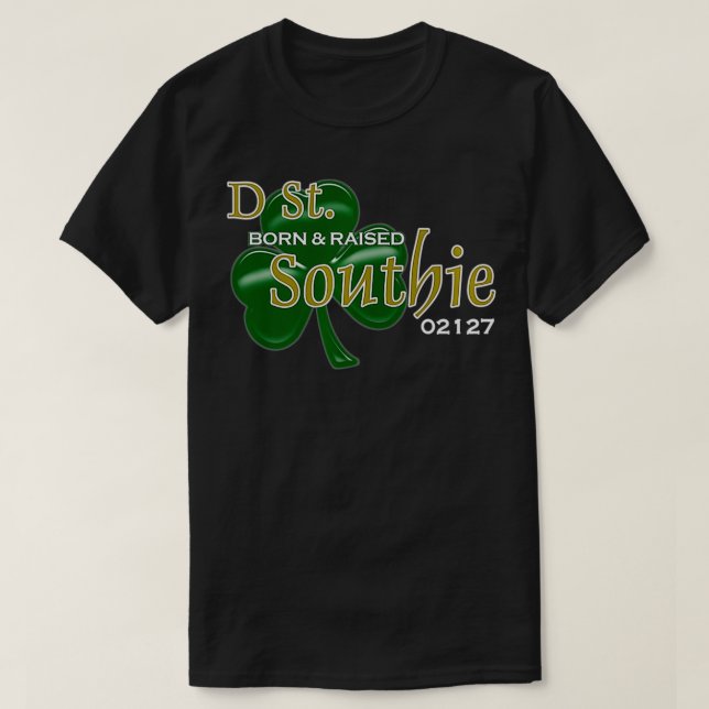 Camiseta Southie D Street Nascer & Raised 02127 Premium (Frente do Design)