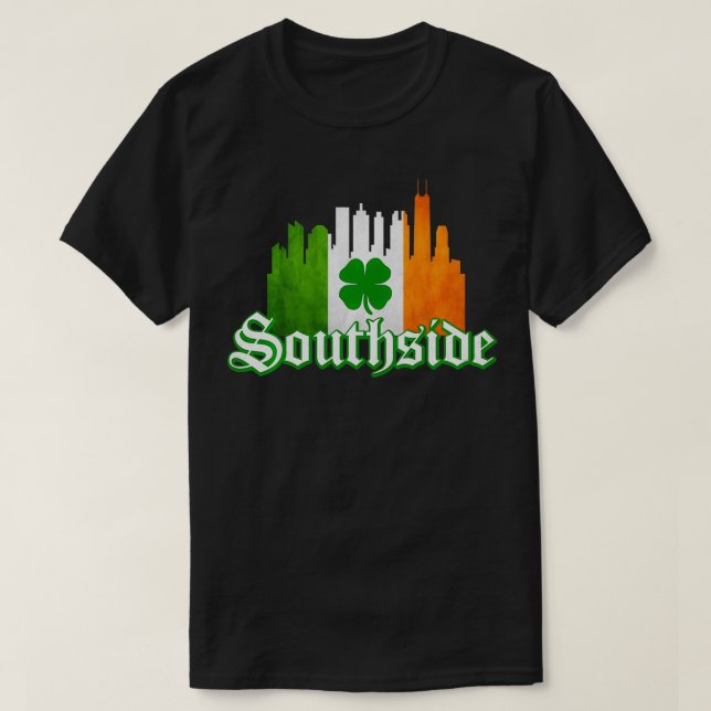 Camiseta Southside Irish Pride Chicago Sky line Windy City  (Frente do Design)
