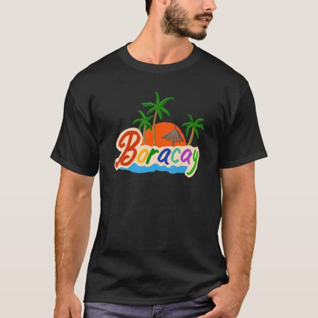 Camiseta Souvenir Boracay Filipinas para homens e mulheres  (Frente)
