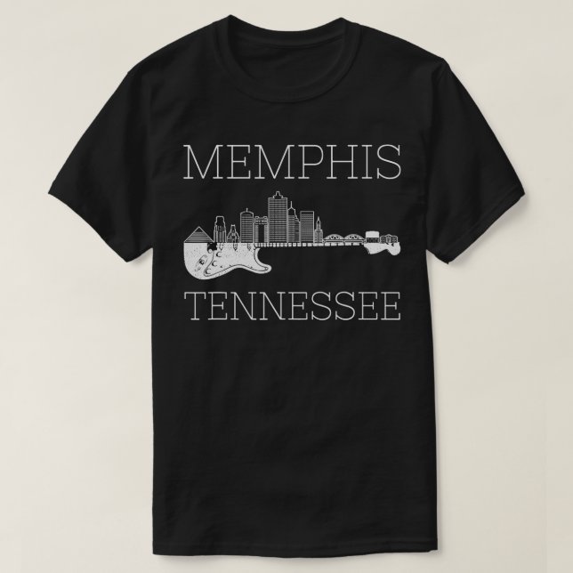 Camiseta Souvenir Memphis Guitar, capital de música Memphis (Frente do Design)