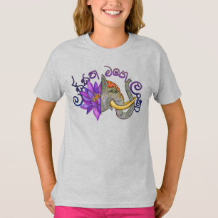 Camiseta Souvenirs do Sri Lanka com Elefante e Lotus