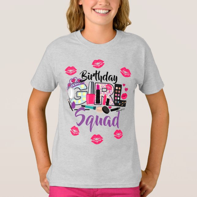 Camiseta Spa Invente Garota de Aniversário do Esquadrão (Frente)