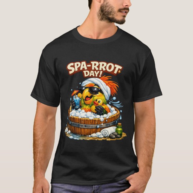 Camiseta Spa-rrrot Day Funny Parrot Spa Relax Design (Frente)