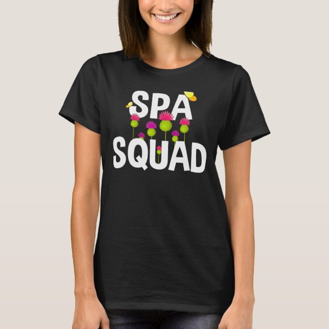 Camiseta Spa Squad Spa Funcionarios Funny Spa Festa de aniv (Frente)