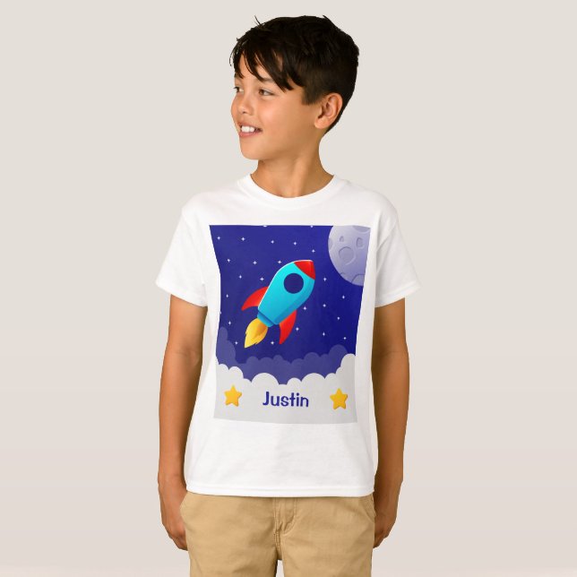 Camiseta Space Adventure Rocket Design (Frente Completa)