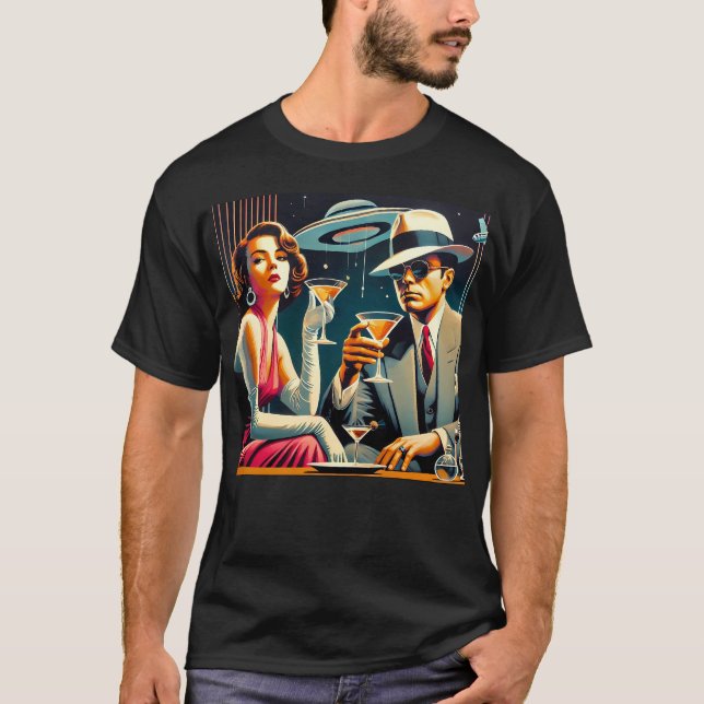 Camiseta Space Age Las Vegas Gangster Martini Party (Frente)