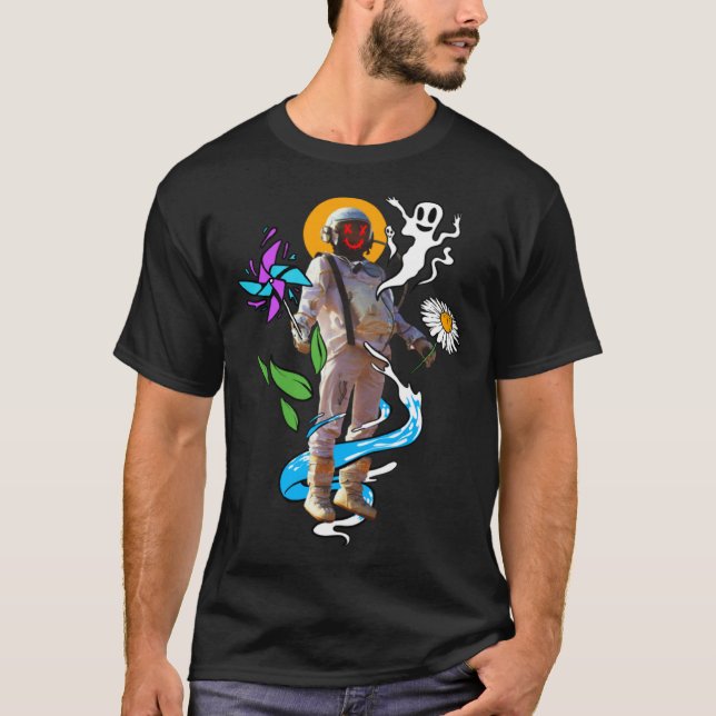 Camiseta Space astronaut ghosts flower (Frente)