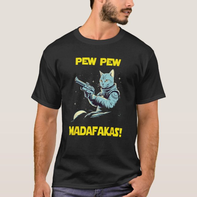 Camiseta Space Astronaut Pew Madafakas Egyptian Mau Cat (Frente)