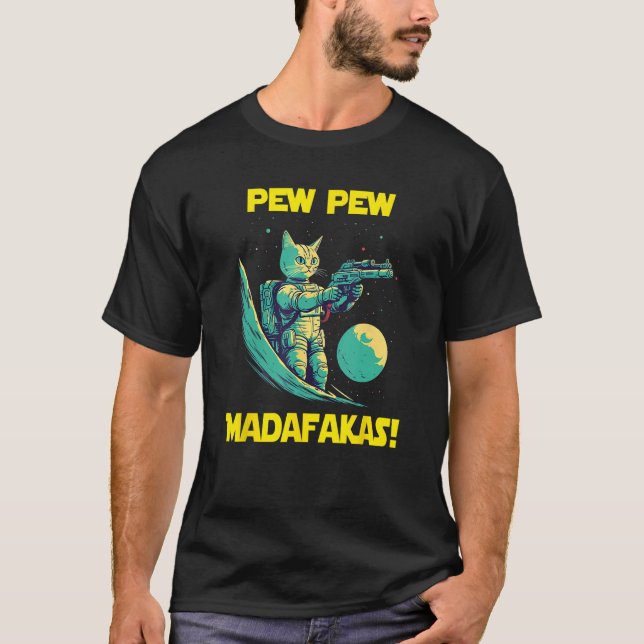 Camiseta Space Astronaut Pew Madafakas Savannah Cat (Frente)