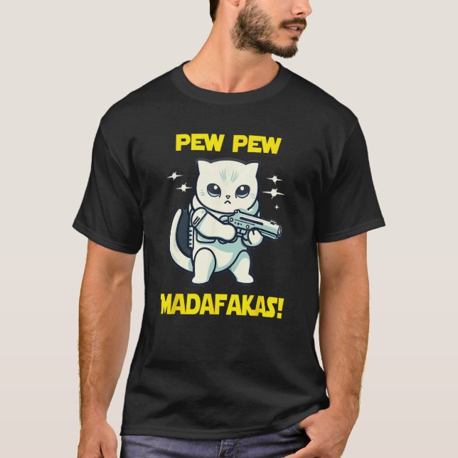 Camiseta Space Astronaut Pew Madafakas Scottish Fold Cat (Frente)
