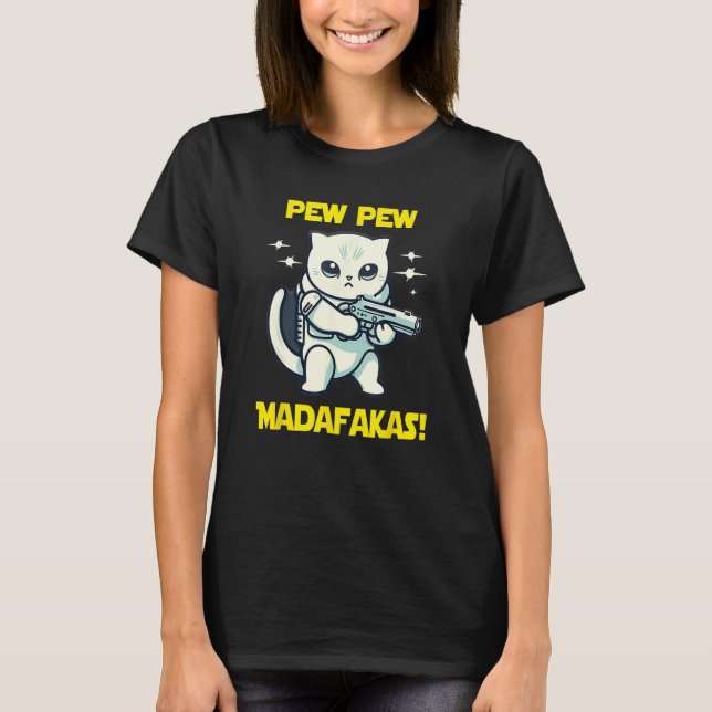 Camiseta Space Astronaut Pew Madafakas Scottish Fold Cat (Frente)