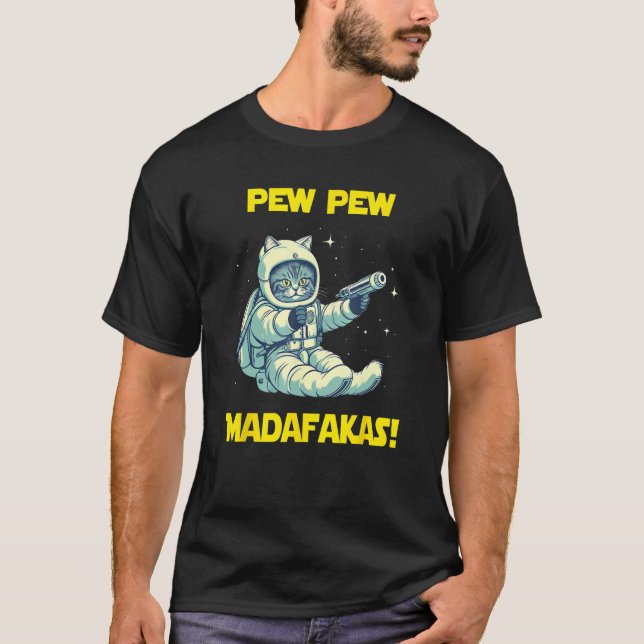 Camiseta Space Astronaut Pew Madafakas Siberian Cat (Frente)