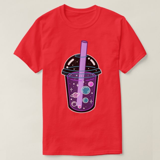 Camiseta Space Boba Tea Bubble Tea Japonês Anime Kawaii Cu (Frente do Design)