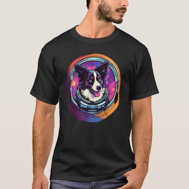 Camiseta Space Border Collie Dog Mom Dad Border Collie (Frente)