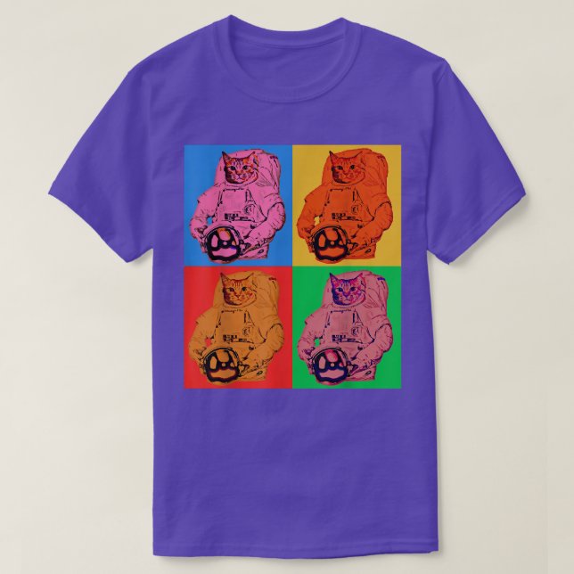 Camiseta Space Cat Astronauts In Space Suits Retro Pop Art  (Frente do Design)