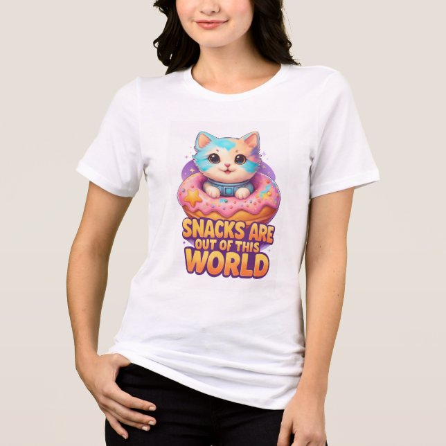 Camiseta Space Cat Donut – Vibes de Lanche Cósmico Adorável (Frente)
