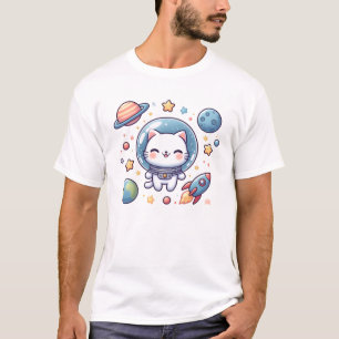 Camiseta Space Cat Explorer - Design de Gatinho Cósmico Kaw
