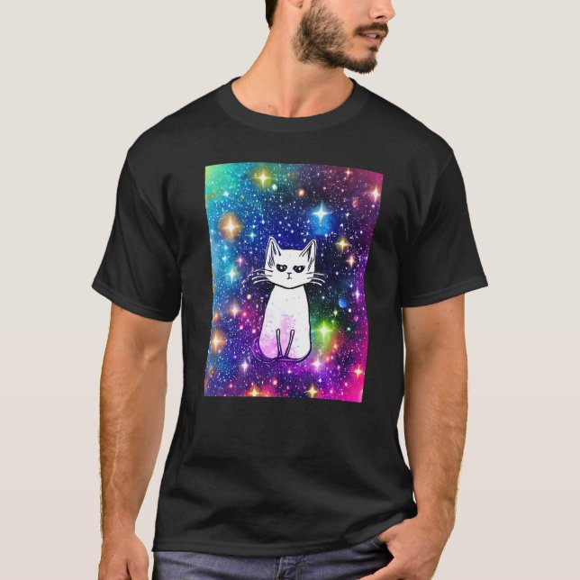 Camiseta Space Cat Kitty Kitten Lover In Cat Art Style Prem (Frente)