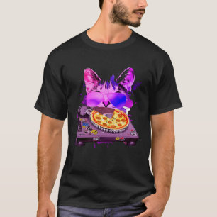 Camiseta Space Cat Remix DJ PIZZA Remix para a galáxia dos