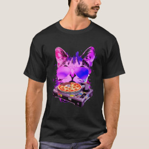 Camiseta Space Cat Remix DJ PIZZA Remix para galáxia de gat