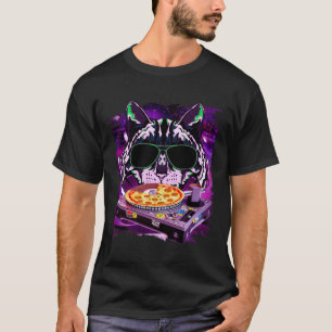 Camiseta Space Cat Remix DJ PIZZA Remix para galáxia de gat