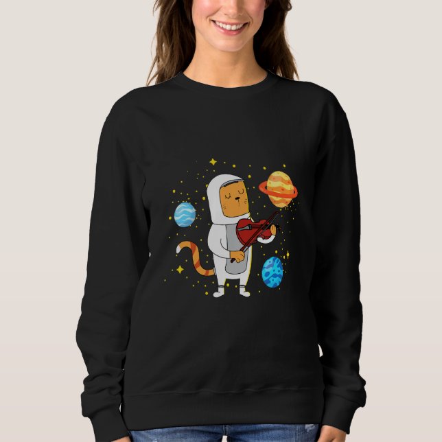 Camiseta Space Cat tocando violino (Frente)