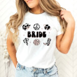 Camiseta Space Cowgirl Bachelorette Bride Shirt<br><div class="desc">This is a disco cowgirl themed "bride" shirt. Edit ALL colors to make this space cowgirl bride shirt fit your event needs   personal style. Select "personalize further" from the menu options to make these changes :)</div>