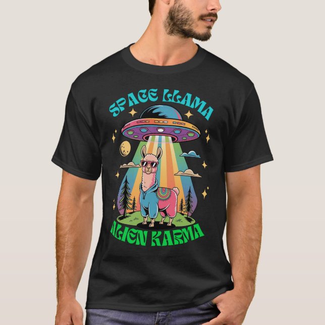 Camiseta Space Llama Alienígena Karma, Funny Llama OFO Retr (Frente)