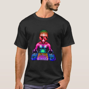 Camiseta Space Psychedelic Rave Alienígena DJ Techno House 