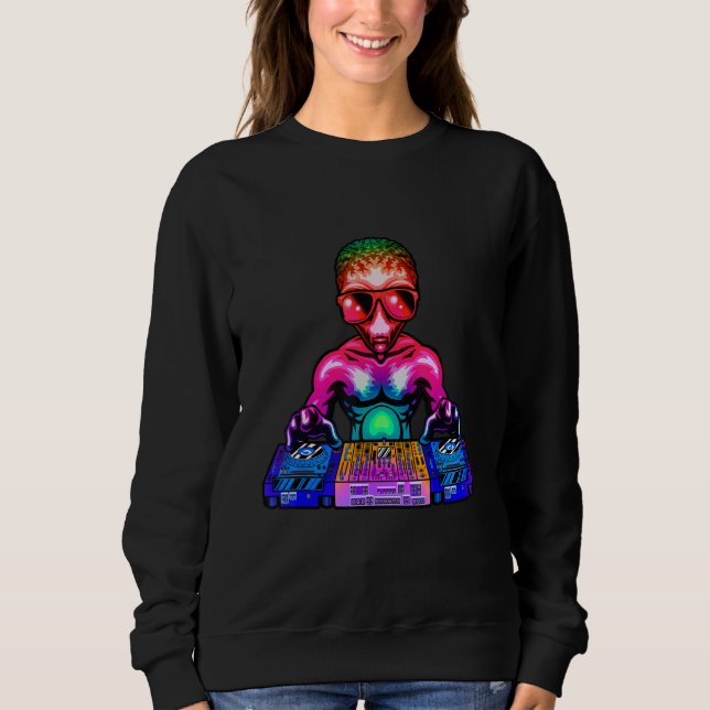 Camiseta Space Psychedelic Rave Alienígena DJ Techno House  (Frente)