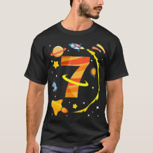 Camiseta Space Rocket Plane Stars 7 Anos Nascer 2011
