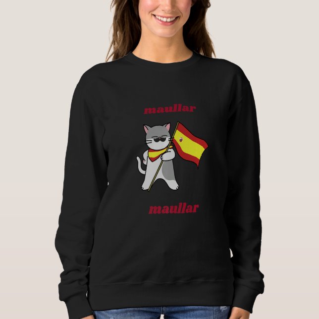 Camiseta Spain Flag Maullar Maullar for Cat Lovers Premium (Frente)
