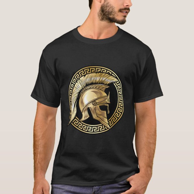 Camiseta Span Helmet Dourado Gladiator Spa Grego Workout (Frente)