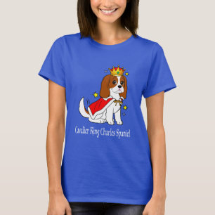 Camiseta Spaniel de rei Charles descuidado com coroa e