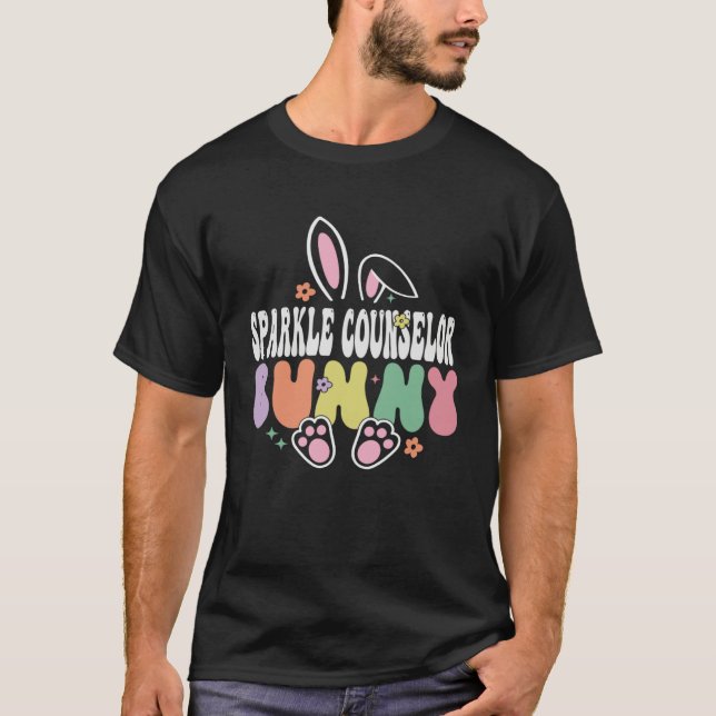 Camiseta Sparkle Counselor Bunny Easter Day Groovy Family M (Frente)