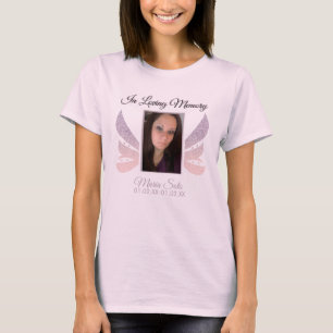Camiseta Sparkle Memorial Funeral Burial Glitter Wing Rosa